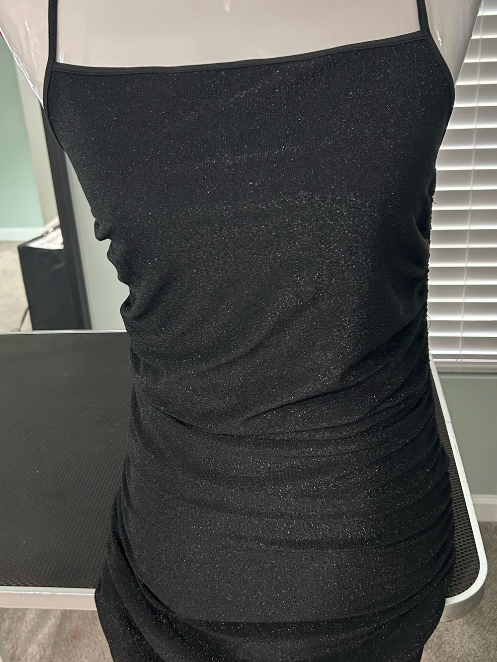 SHEIN Black Sparkle Backless Slip Dress